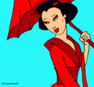 Dibujo Geisha con paraguas pintado por cristi897