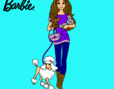 Dibujo Barbie con sus mascotas pintado por barmartan