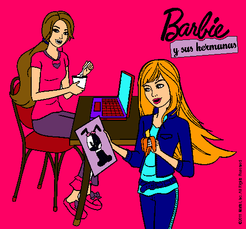 Barbie y su hermana merendando