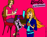 Dibujo Barbie y su hermana merendando pintado por barmartan