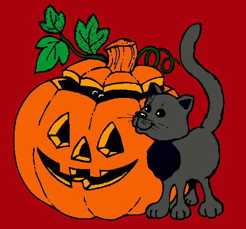 Calabaza y gato