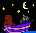 Dibujo Gato y búho pintado por carmenmoxa