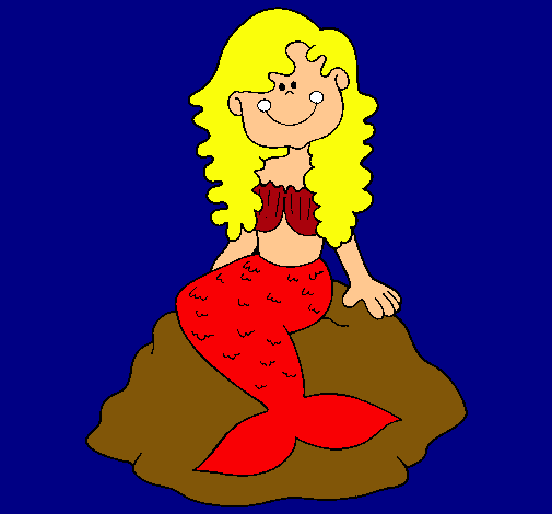 Dibujo Sirena sentada en una roca pintado por aleja_99