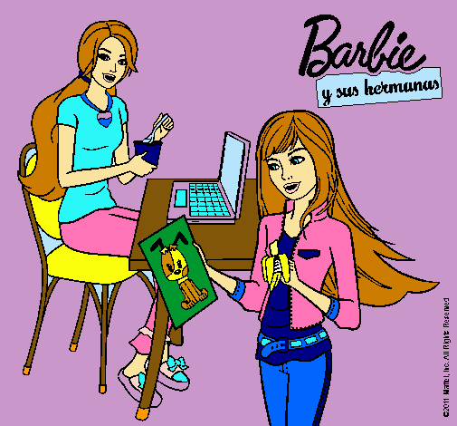 Dibujo De Barbie Y Su Hermana Merendando Pintado Por Oinsu En Dibujos Net El D A A Las