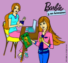 Dibujo Barbie y su hermana merendando pintado por Oinsu