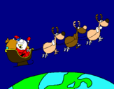 Dibujo Papa Noel repartiendo regalos 3 pintado por H-itzia