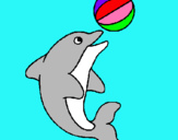 Dibujo Delfín jugando con una pelota pintado por denniseh 