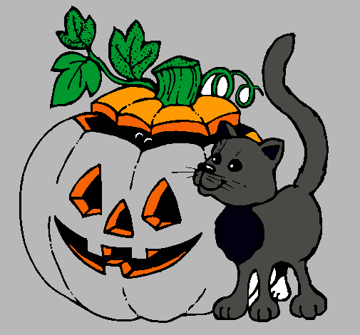 Calabaza y gato