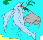 Dibujo Delfines jugando pintado por dolfins