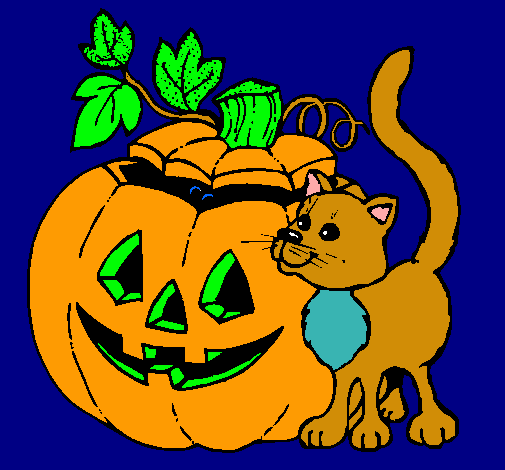 Calabaza y gato