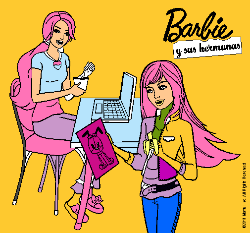 Dibujo De Barbie Y Su Hermana Merendando Pintado Por Iciammmm En