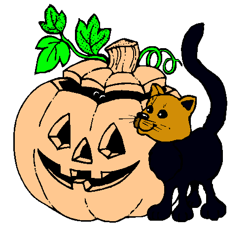 Calabaza y gato