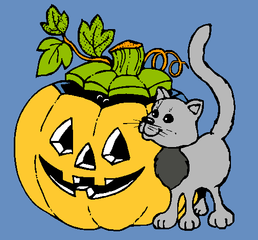 Calabaza y gato