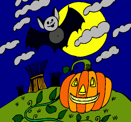 Dibujo Paisaje de Halloween pintado por sebaosito