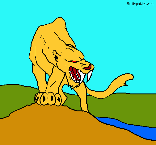 Dibujo Tigre con afilados colmillos pintado por FENO