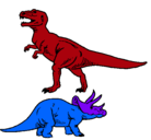 Dibujo Triceratops y tiranosaurios rex pintado por asdes
