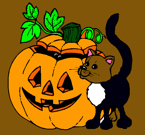 Calabaza y gato