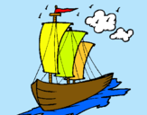 Dibujo Barco velero pintado por holiiiiiiii