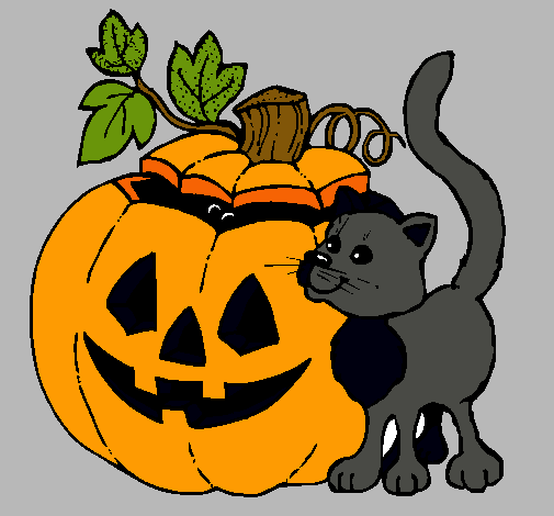 Calabaza y gato