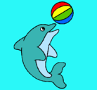 Dibujo Delfín jugando con una pelota pintado por denishermo