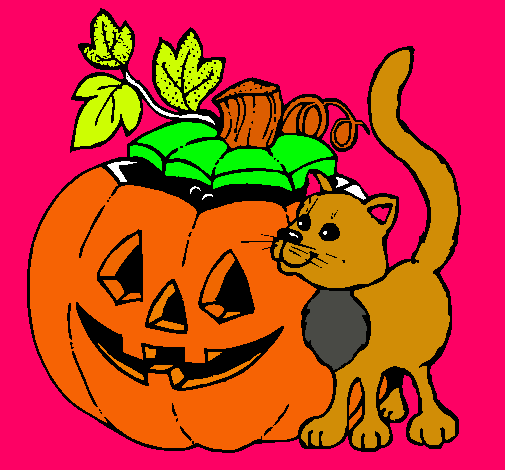 Calabaza y gato