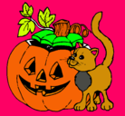 Dibujo Calabaza y gato pintado por pvht5gjsokl-