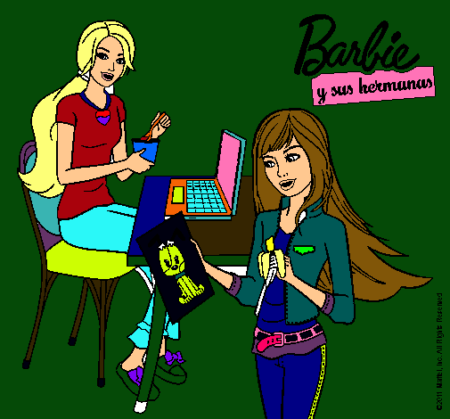 Barbie y su hermana merendando