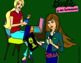 Dibujo Barbie y su hermana merendando pintado por llar