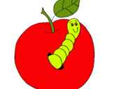 Dibujo Manzana con gusano pintado por ani123