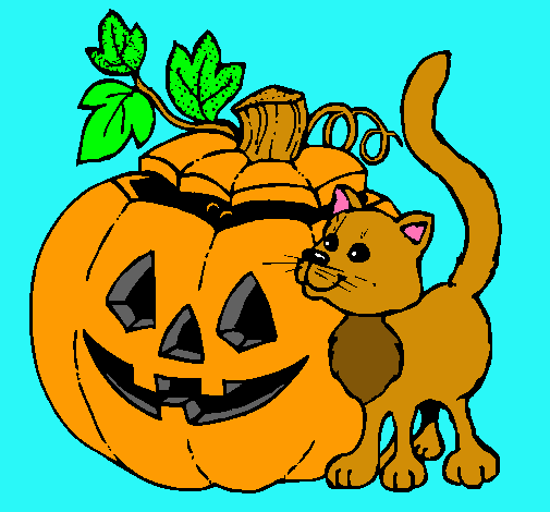 Calabaza y gato