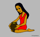Dibujo Mujer y jarrón pintado por marimagica