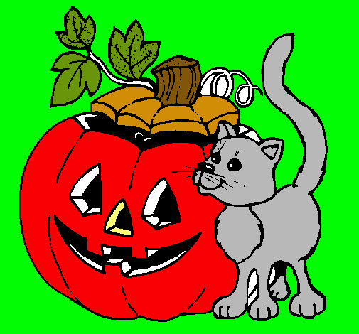 Calabaza y gato