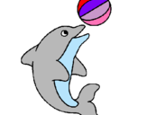 Dibujo Delfín jugando con una pelota pintado por caleb