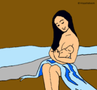 Dibujo Madre con su bebe pintado por lemus