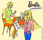 Dibujo Barbie y su hermana merendando pintado por ireneecool