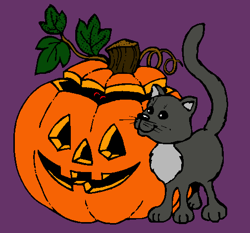 Calabaza y gato