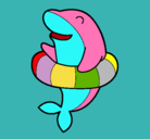 Dibujo Delfín con flotador pintado por isarel