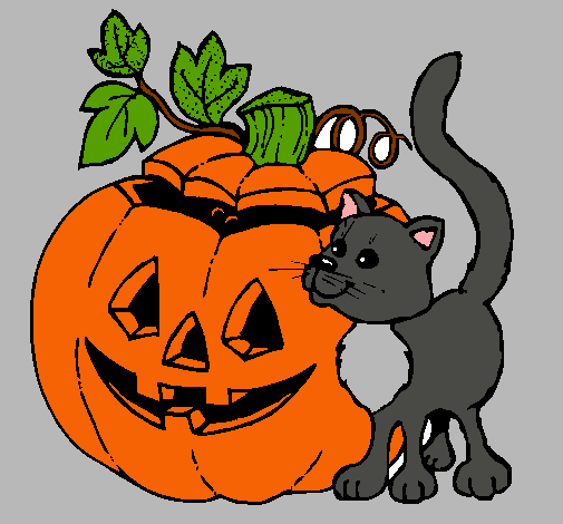 Calabaza y gato