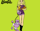 Dibujo Barbie con sus mascotas pintado por paulitha