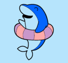 Dibujo Delfín con flotador pintado por pingui