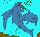 Dibujo Delfines jugando pintado por vidal