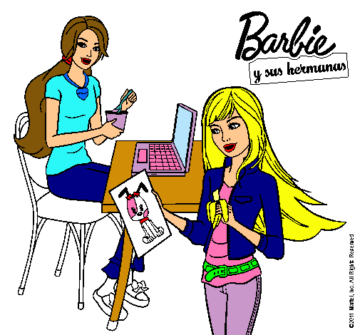 Barbie y su hermana merendando