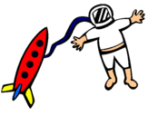 Dibujo Cohete y astronauta pintado por espacio
