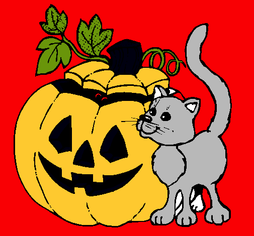 Calabaza y gato