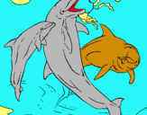 Dibujo Delfines jugando pintado por gaia