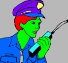 Dibujo Policía con el walkie pintado por eriiiiiiiiii