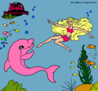 Dibujo Barbie jugando con un delfín pintado por paulitha