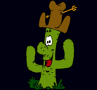 Dibujo Cactus con sombrero pintado por firework