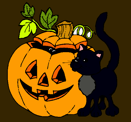 Calabaza y gato