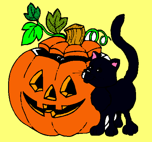 Calabaza y gato